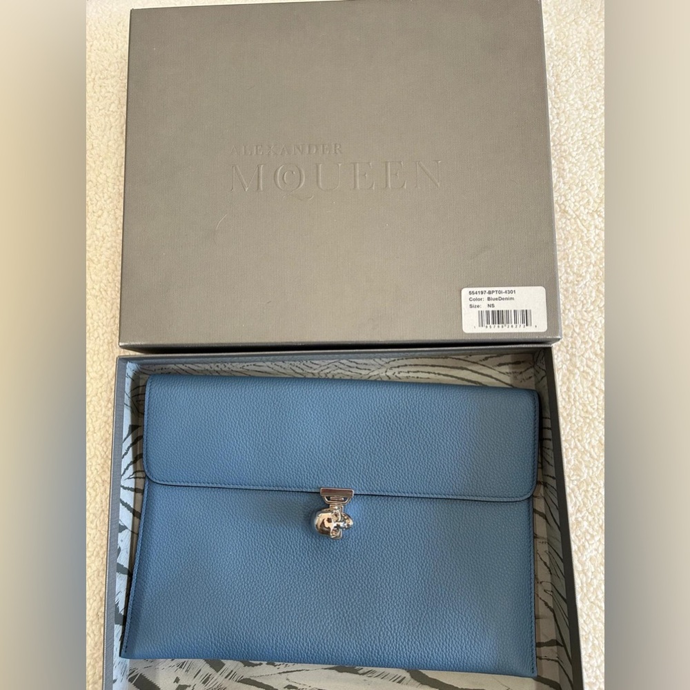 Alexander McQueen Sky Blue Leather Pouch